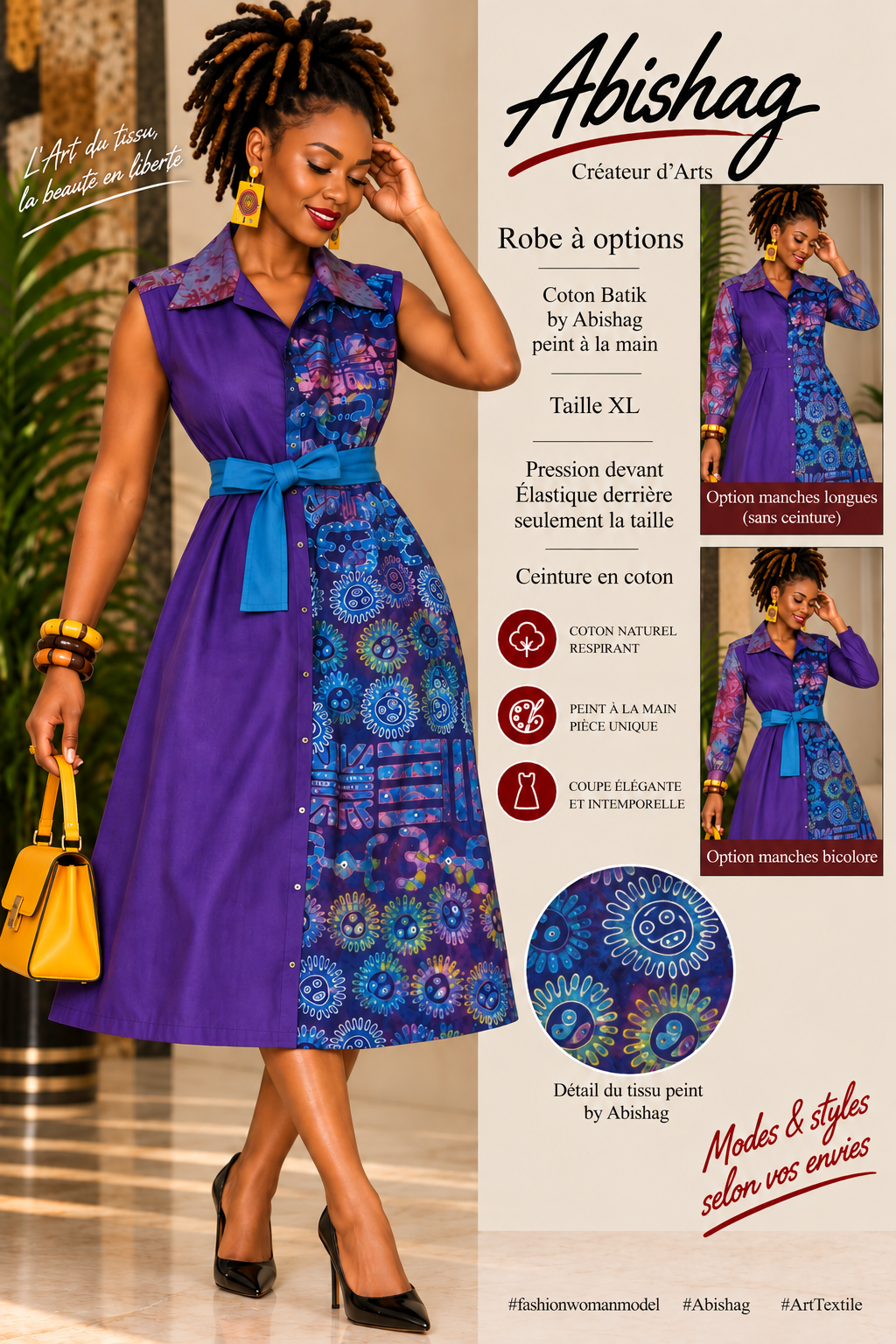 Robe à options violette et bleue créée par Abishag